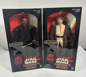 STAR WARS Episode 1 Darth Maul Qui-GON Jinn VTG Lot Of 2 12" Figures - Picture 1 of 8