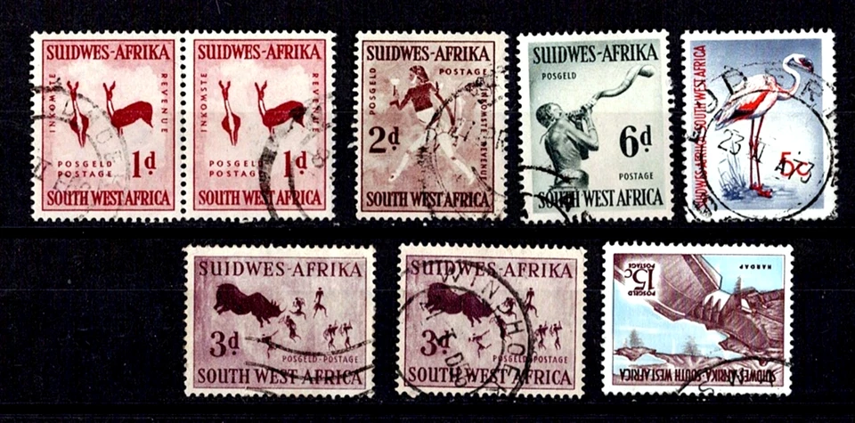 South West Africa 1954 QEII First Definitive Juego corto de 6 SG 154-161, usado + Foto 1 de 1