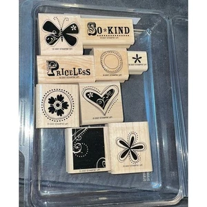 Stampin' Up Priceless So Kind Stamp Butterfly Heart Wood Mount Gift Set of 9 - Picture 1 of 11