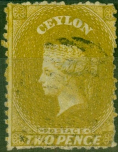 Ceylon 1867 2d Ochre SG64 Fine Used - Picture 1 of 1