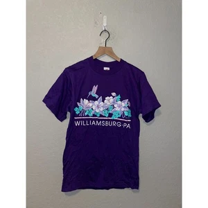 Camisa Williamsburg Vintage Pennsylvania Jardín Flor Púrpura Camiseta Gráfica Años 90 M - Imagen 1 de 9