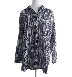 Seafolly Zebra Print Cotton Oversized Long Sleeve Shirt Blouse Sz S -M - Bild 1 von 10