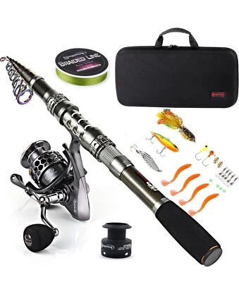 Sougayilang Fishing Rod Combos with Telescopic Fishing Pole Spinning Reels Fi... - Image 1 of 4