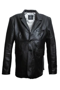 Leder-Sakko in Edel-Business Style -Soft-Echt-Leder in schwarz für Herren - Bild 1 von 12