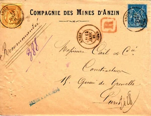 France, 1881, Vintage Postal Cover & Letter - Compagnie des Mines D'Anzines - Picture 1 of 3