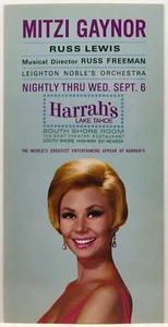 Mitzi Gaynor with Russ Lewis at Harrah's Tahoe Advertising Postcard Sept 1969 - Picture 1 of 2