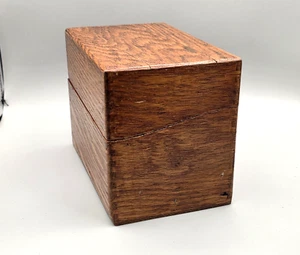 Vintage Wood Index Card File Box James E Thiem Raleigh NC Office Supplies - Picture 1 of 11