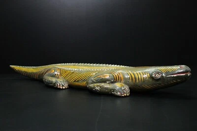 Estatua de cocodrilo de madera de cocodrilo de colección decoración del hogar/estante escultura animal rara Foto 1 de 4