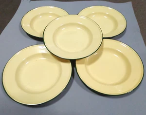 set 5 pcs x 8 inches enamel Plates camping round dishes enamelware Yellow NB - Picture 1 of 8