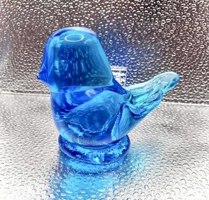 Bluebird Miniature Cobalt Glass Figurine Vintage Titan Blue Bird Mini 1999 4” - Picture 1 of 9
