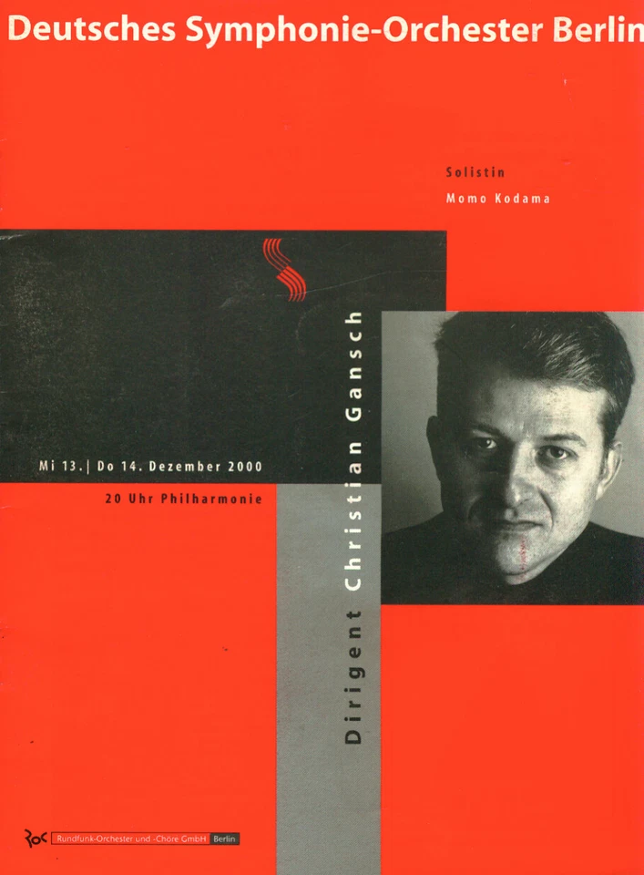 Programm Deutsches Symphonie Orchester Berlin 14.12.2000 Christian Gansch  - Bild 1 von 1