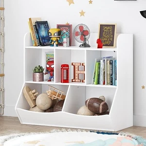 Toy Storage Organizer with Bookcase, Kids Multi-Shelf Cubby for Books & Toys - Picture 1 of 9