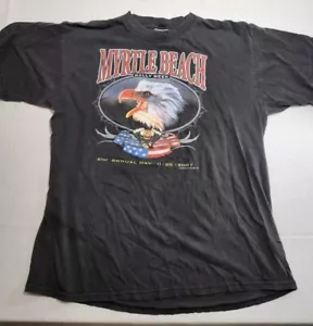 Vintage 2001 Rally Week Myrtle Beach Motorcycle Harley Biker Black Tshirt XXL 2X - Picture 1 of 15
