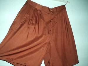 Culotte wide leg shorts, M, 32, 100% silk , pockets, zip, high rise , brown - Picture 1 of 2