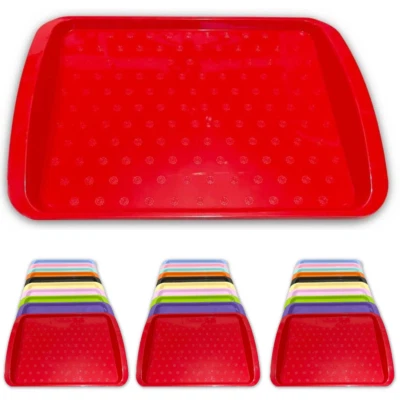 Rectangle Plastic Serving Tray Durable Non Slip Buffet Food Tea Party Glass Tray - Image 1 of 4