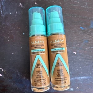 2x Almay Clear Complexion Acne Foundation Makeup for Sensitive Skin 800 Caramel - Picture 1 of 2