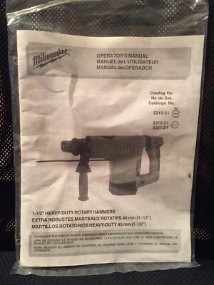 Martillo rotativo de alta resistencia Milwaukee de 1-1/2" vino manual del operador con modelo 5321-22 Foto 1 de 2