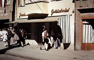 Orig Slide, Germany / Austria - street Scene - Locals wearing Period Clothing - Picture 1 of 1
