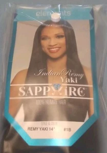 Elements Sapphire Indian Remy Yaki 14” Weave 100% Human Hair Black 1B Extensions - Picture 1 of 8