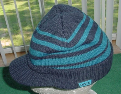 Vintage Levi's Knit Hat Cap Childs Kids 4-7 Unusual Billed Beanie Rare ? — 第 1/4 张图片