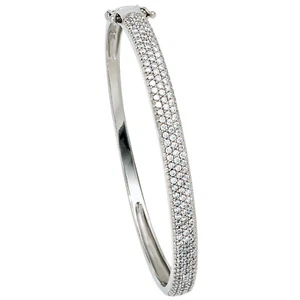 JOBO Armreif Armband 925 Sterling Silber mit Zirkonia Silberarmreif Klappverschl - Picture 1 of 1