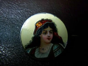 Runde- Brosche- Silber-Emailminiatur-Miniaturmalerei-Wien-1880-1900 - Bild 1 von 6