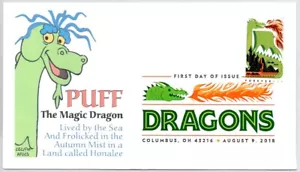 #5307 GREEN FIRE BREATHING DRAGON FIRST DAY OF ISSUE DCP COLOR CANCEL FDC - Picture 1 of 1