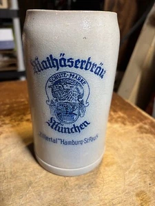 Zillertal "Hamburg St Pauli Stoneware Stein Mug 1Liter Mathaserbrau Munchen - Picture 1 of 4