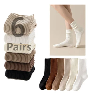 6Pairs Women Girl Aesthetic Cute Athletic Socks Ankle Crew Stretch Neutral Socks - Picture 1 of 17