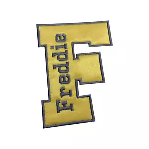 More details for 1 x college varsity style letter personalised name patch motif yellow / colour