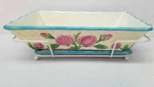 Temp-Tations Presentable Ovenware Rose Casserole Dish Trivet & Rack Set retired - Picture 1 of 12