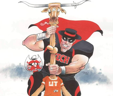 Texas Tech Raider vs Texas Longhorns Flag 3x5- With Grommets guns up beat UT Cover