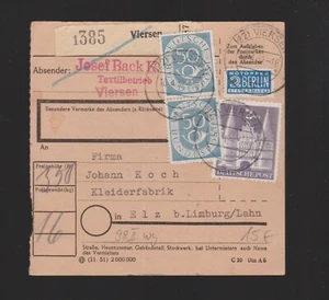 Package card Bizone Mi.98IIwg and FRG Mi.3x 134 by Viersen 1952 used - Picture 1 of 2