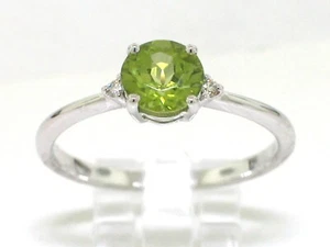 Peridot Ring 750 Weißgold 18Kt Gold natürlicher Peridot   2 Brillanten - Bild 1 von 5