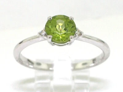 Peridot Ring 750 Weißgold 18Kt Gold natürlicher Peridot   2 Brillanten - Bild 1 von 4