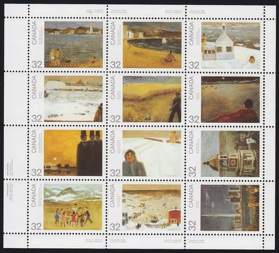 Canada - Scott 1016-1027 - LL Pane - Canada Day Set of 12 Paintings - 1984 - MNH - Image 1 of 1