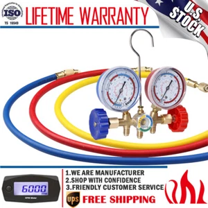 A/C AC 3-Way Car Air Conditioner Diagnostic Recharge Measuring Kits Hose Gauge - Picture 1 of 20