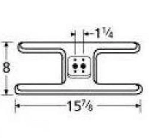 Quemador de parrilla de gas doble pequeño H acero inoxidable 15 7/8" x 8" 10502 Foto 1 de 1