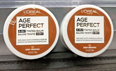 L'Oreal Age Perfect 4-in-1 Tinted Balm Foundation #10 Deep Profond .63 Oz Qty 2 - Image 1 of 2