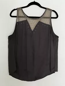 Torrid Größe 2 schwarze ärmellose Bluse Netzpasse Nieten Übergröße 2X - Bild 1 von 6
