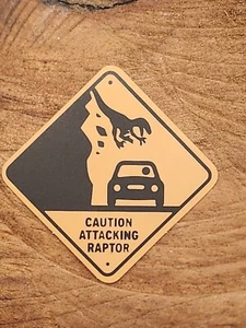 DINOSAUR STICKER Caution Warning Beware Danger T-Rex Raptor Lizard Jurassic Park - Picture 1 of 1
