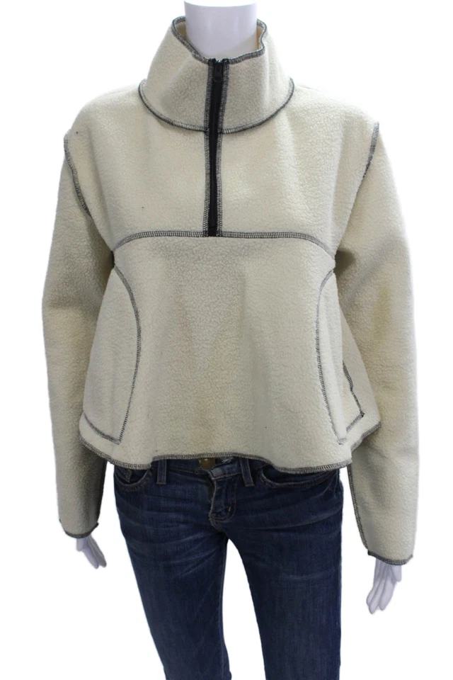 Jaqueta Pulôver Urban Outfitters Feminina Lã Meio Zíper Branca Tamanho P - Imagem 1 de 4