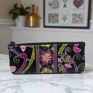 Vera Bradley purple punch make-up Brush & Pencil Case. Zip, Storage, Paisley - Picture 1 of 9
