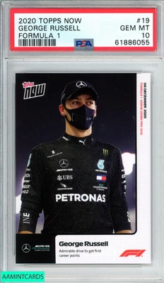 2020 TOPPS NOW FORMULA 1 GEORGE RUSSELL #19 ROOKIE RC PSA 10 GEM MT - Image 1 of 3