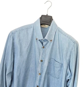 Herren HOGGS OF FIFE klassisches blaues CHAMBRAY Button Down SHIRT Größe L-XL *sehr guter Zustand* - Bild 1 von 9
