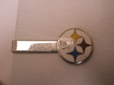 Stainless Steel Steelers Logo Vintage SMALL Tie Bar Clip Pittsburgh Pennsylvania - Image 1 of 4