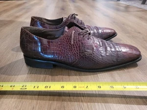 Stacy Adams Men's Sz 14 W Snake Crocodile Print Leather Shoes Lace Up Cognac - Picture 1 of 19