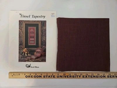 Just Nan TINSEL TAPESTRY Cross Stitch Pattern JN034 Linen & Embellishment Pack  - Image 1 of 4