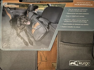KURGO WANDER HAMMOCK | Dog Pet Back Seat Cover Charcoal/Orange - Image 1 of 2