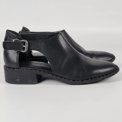Lucky Brand Giovanna Oxfords Open Side Flats Black Leather Studs Ankle Bootie  - Image 1 of 4